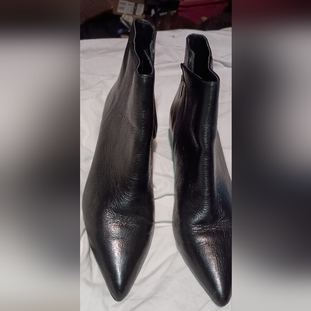 Calvin Klein Black leather Wedge Boots 9.5 Womens